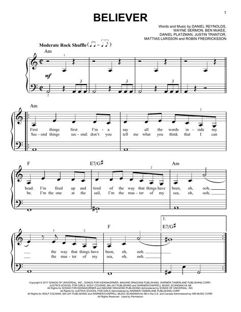 In our catalog you can find imagine dragons sheet music for piano drums flute saxophone trumpet guitar and almost any other instrument. Imagine Dragons: Believer | Clarinet sheet music, Violin sheet music, Easy piano sheet music