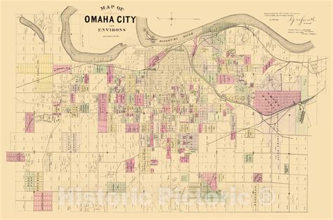 Historic Map 1885 Omaha City And Environs Vintage Wall Art In 2021