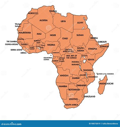 Map Of Africa With All Countries Stock Vector Illustration Of Desert