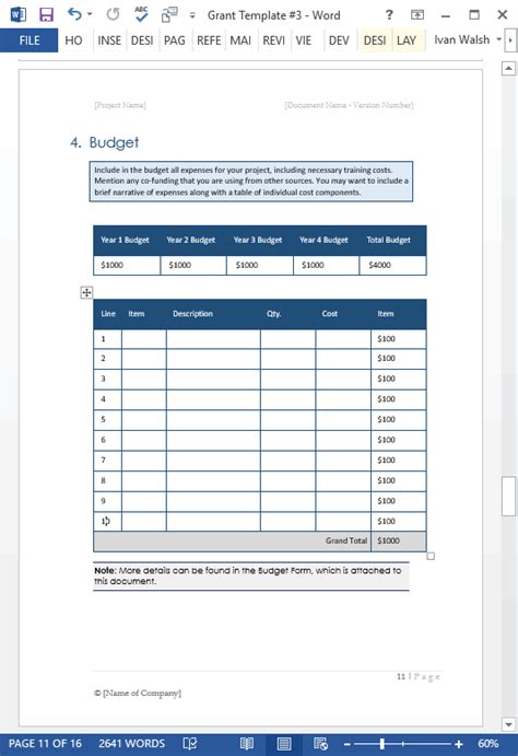 grant proposal templates ms word  excel spreadsheet
