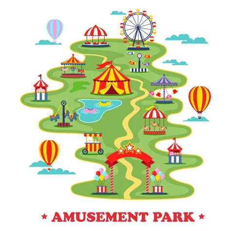 Map Of An Amusement Theme Park — Stock Vector © Artisticco 58671561