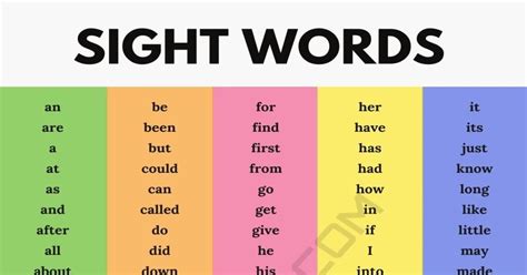 10 Basic Sight Words