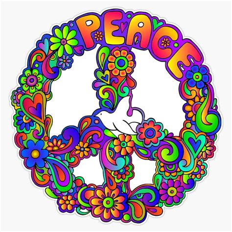 Buy Flower Power Retro Hippie Peace Symbol Vinyl Waterproof Sticker