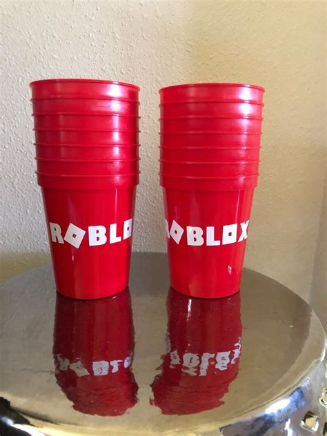 Roblox Party Cups Reusable Stadium Cup Favors Birthday Red Etsy