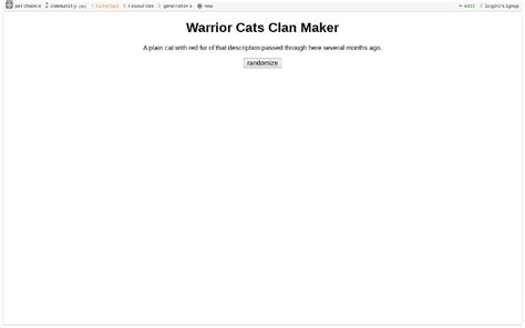 Warrior Cats Clan Maker ― Perchance Generator