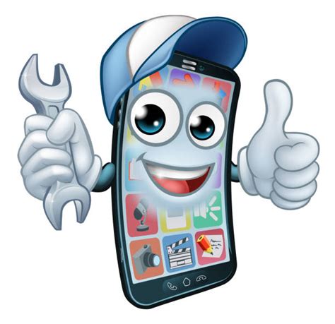 Cute Cartoon Character Phone With Hands Eyes And Smile Illustrations