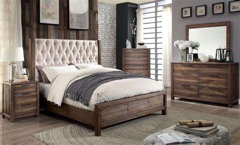 Wayfair has a wide selection of upholstered fabric bedroom sets for a variety of decorating tastes and needs. Hutchinson Rustic Natural Tone Upholstered Panel Bedroom ...