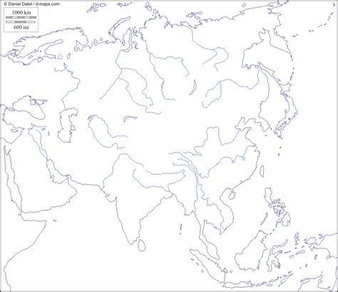 Mapa Mudo Fisico Asia Blanco