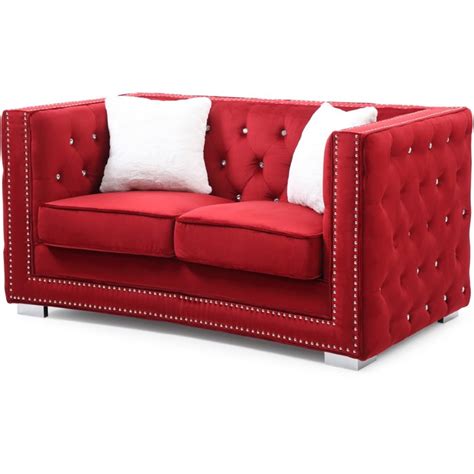 Glory Furniture Miami Velvet Loveseat In Red Cymax Business