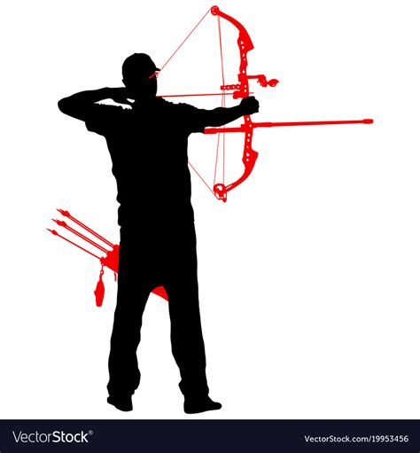 Silhouette Attractive Male Archer Bending A Bow Vector Image
