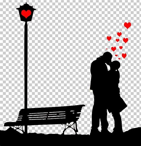 Couple Png Clipart Art Bench Black And White Cartoon Couple Couple Free Png Download