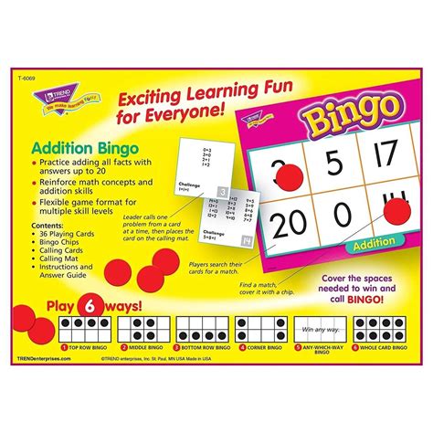 Teaching Addition Childrens Bingo Maths Game For Up To 36 Players