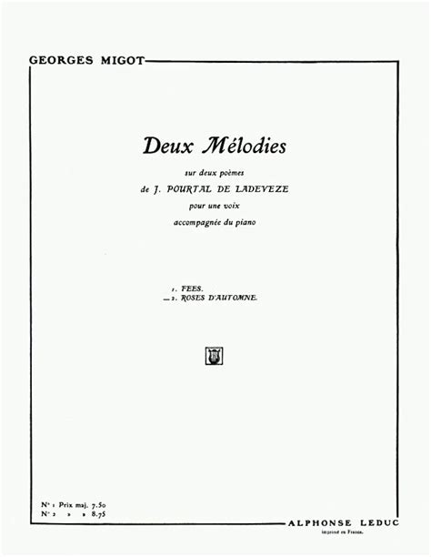 2 Melodies De Ladeveze No 2 Roses Dautomne For Voice And Piano