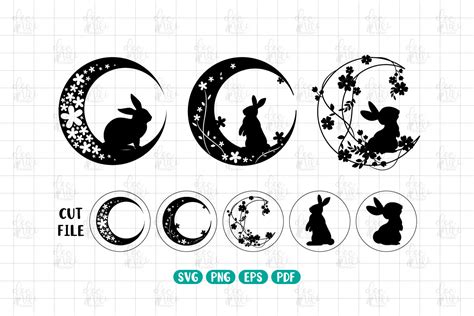 Magic Moon Phase Rabbit Svg Bunny Moon Graphic By Decnuicreator