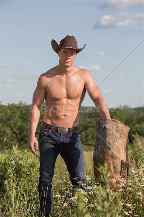 Sexy Shirtless Cowboy Outdoors On A Ranch Rob Lang Images