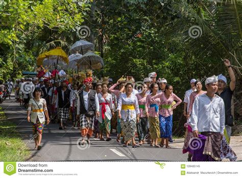 Traditional Balinese Procession During Galungan Celebration In Ubud