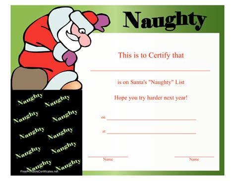 Free Printable Santa Naughty List Certificate Templates Printable Download