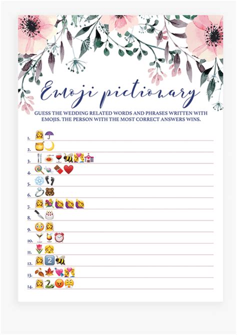 This bridal shower guess the emoji game is a fun way to get guests involved and laughing at any bridal shower or engagement party! Blush Floral Bridal Shower Emoji Pictionary Game Printable ...