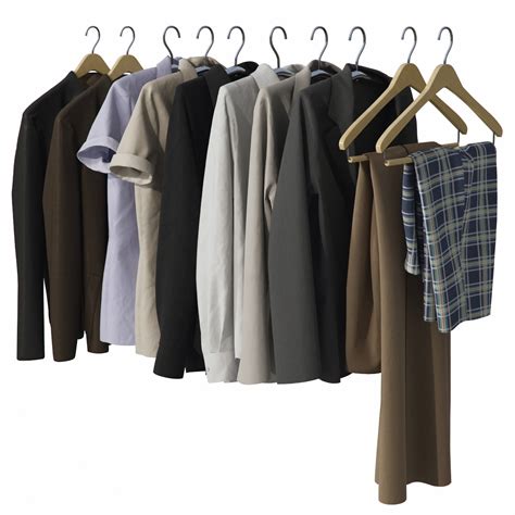 Wardrobe With Clothes Realistic 3d Model
