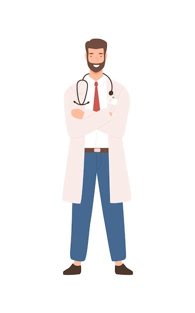 Premium Vector Friendly Male Physician Wearing Stethoscope Posing