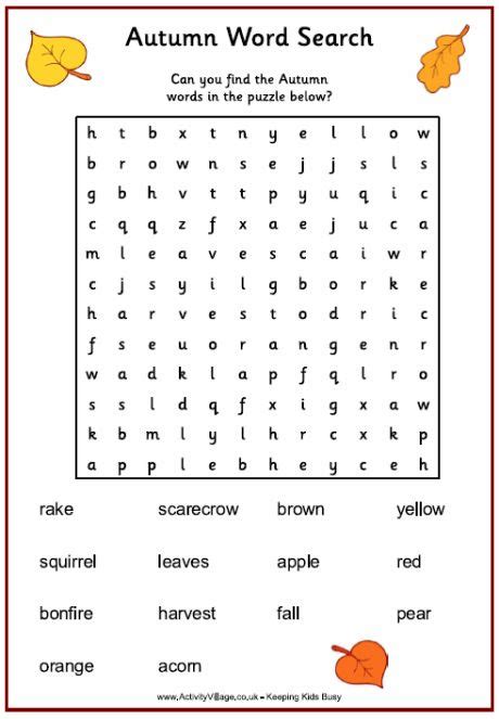Printable Fall Puzzles Autumn Word Search Puzzle View And Print