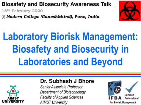 Pdf Laboratory Biorisk Management Biosafety And Biosecurity In
