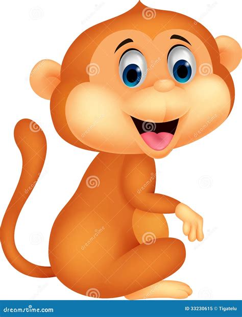 Cute Monkey Cartoon Sitting Royalty Free Stock Photo Image 33230615