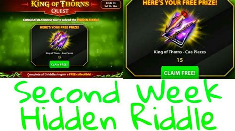 ★get in on the intense pvp action! Hidden Riddle Of Second Week 8 ball Pool😎King Of Thorns ...