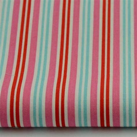 100 Turquoise Striped Cotton Pink Blue And White Printed Etsy