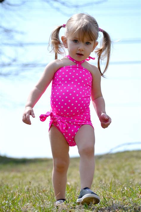 New moms come in all shapes and sizes. Baby Bathing Suit Pink and White Polka Dots Wrap Around ...