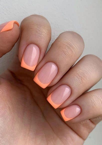 25 Cute Coloured French Tip Nail Ideas Simple Peach French Tips