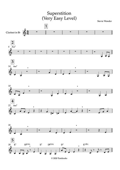 Free pdf downloads of works for solo clarinet clarinetsheetmusic.net is an online collection of printable sheet music for clarinet in pdf format. Clarinet Sheet Music Superstition (Very Easy Level ...