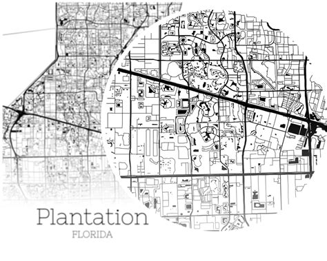 Plantation Map Instant Download Plantation Florida City Map Etsy
