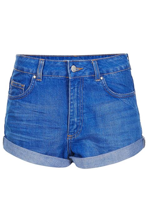 Lyst Topshop High Waisted Denim Shorts In Blue