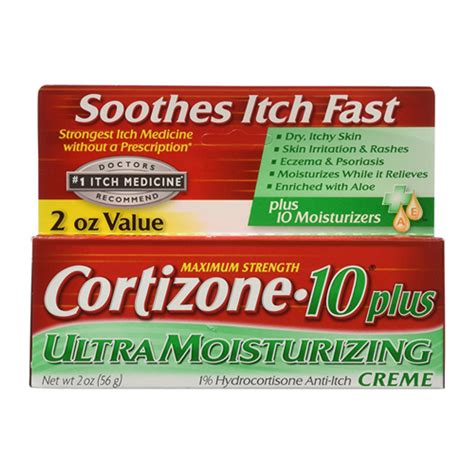 Cortizone 10 Plus Maximum Strength 1 Hydrocortisone Anti Itch Ultra Moisturizer Creme 2 Oz
