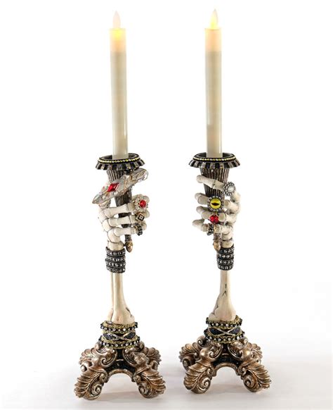 katherine s collection skeleton hand candlestick holders