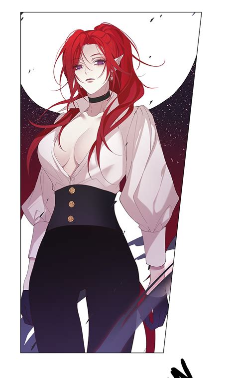 An Anime Character With Red Hair And Black Pants
