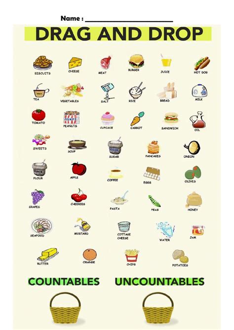 Countable And Uncountable Nouns Interactive Activity For Grade 2