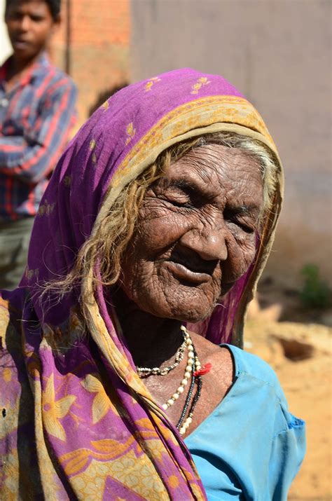 Woman Taking Selfie India Old Women Woman Blind Indian Sari