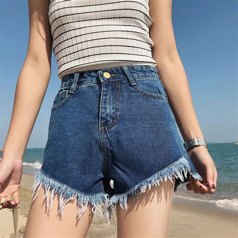 Slim Prominent Summer Wide Leg Tassel Edge Womens Denim Shorts Girls Woman Jean Shorts Clothing