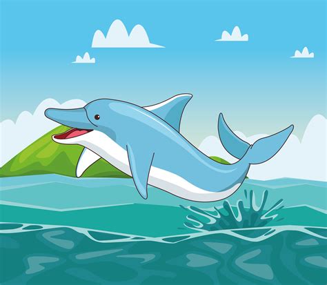 Dibujos Animados De Delfines En El Mar 652350 Vector En Vecteezy