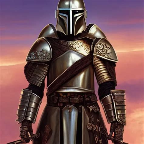 Medieval Russian Black Knight Armour With Mandalorian Stable Diffusion