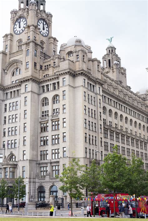 Free Stock Photo Of Liverpool Liver Building With Tourist Bus