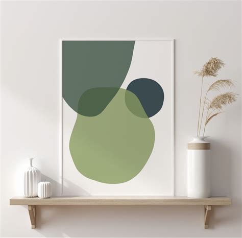 Green Abstract Geometric Simple And Minimalist Wall Art Etsy In 2020