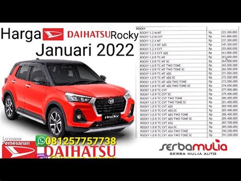 HARGA DAIHATSU ROCKY JANUARI 2022 YouTube