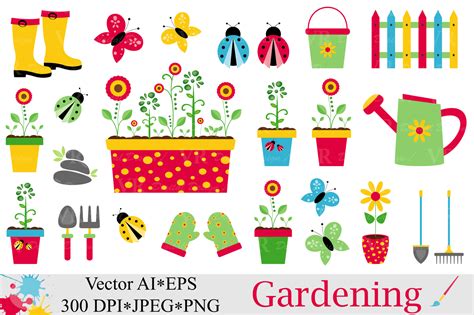Svg Spring Garden Digital Stamps Seamless Patterns 20 Design Elements