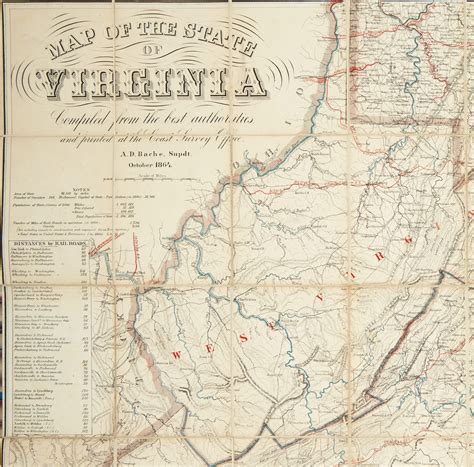 Exceptional Civil War Map Of Virginia And West Virginia From The Us Coast Survey Rare