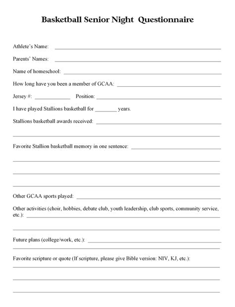 Senior Questionnaire | Senior night, Basketball senior night, Volleyball senior night