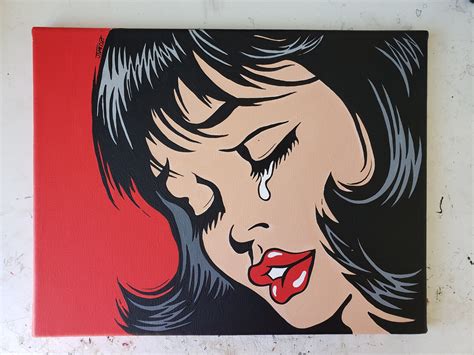 Acrylic On Canvas Pop Art Crying Woman Etsy