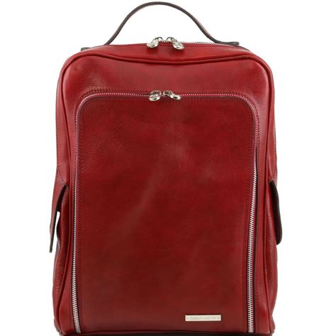 Tuscany Leather Bangkok Leather Laptop Backpack Red Tl141289